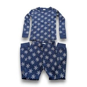 Hanna Andersson Long John Pajamas Blue Snowflake Christmas Holiday Boys 110 US 5